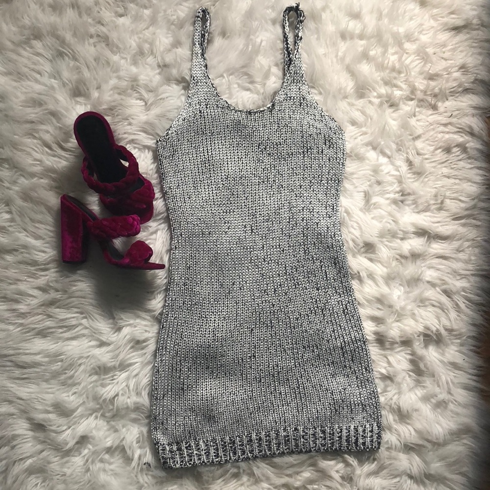 Metallic rib knit mini dress!